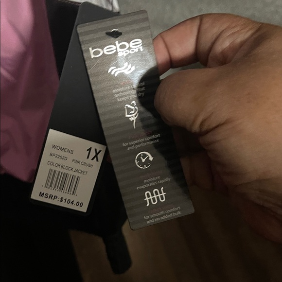 Bebe Pink and Black Bomber Jacket - Picture 2 of 2